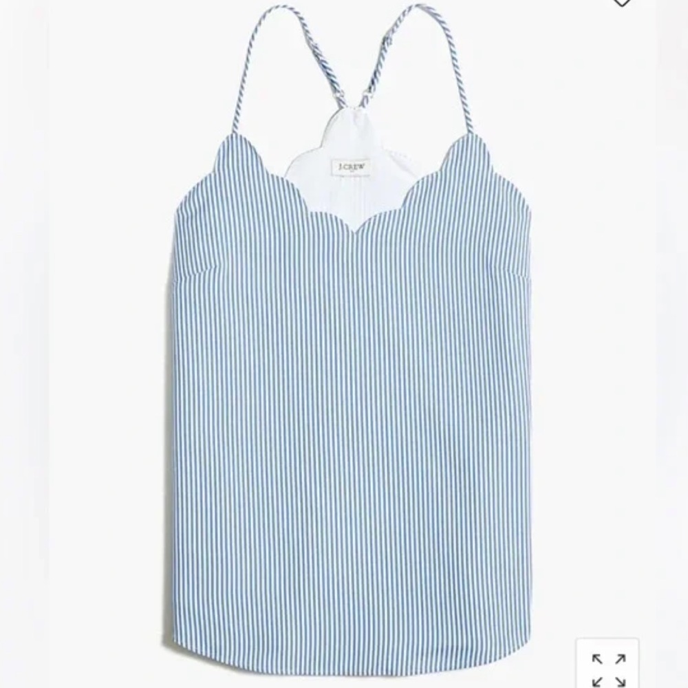 J. Crew striped blue and white scalloped camisole